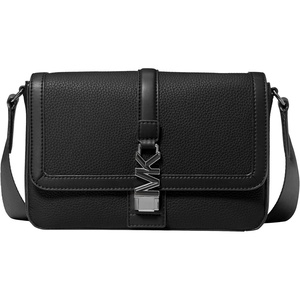 Michael Kors Ezra Mini Pebbled Leather Crossbody Bag(Silver-tone Hardware/Leather/Black)