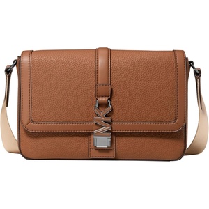 Michael Kors Ezra Mini Pebbled Leather Crossbody Bag(Silver-tone Hardware/Leather/Luggage)