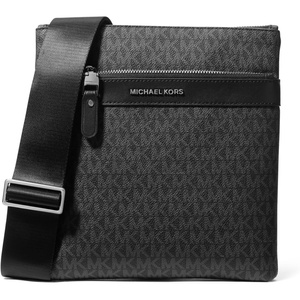 Michael Kors Hudson Flat Crossbody(Light Gunmetal-hardware/Black)