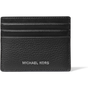 Michael Kors Hudson Tall Card Case, Black Pebbled Leather