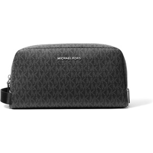 Michael Kors Hudson Toiletry Kit, Shiny Rhodium Hardware/Black