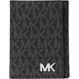 Michael Kors Hudson Trifold Wallet with ID(Silver-Tone Hardware/MK Signature/Black)