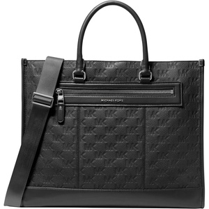 Michael Kors Jet Set Tote Webbing-Strap(Silver-tone Hardware/Leather/Black)
