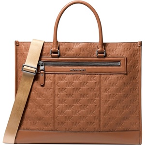 Michael Kors Jet Set Tote Webbing-Strap(Silver-tone Hardware/Leather/Luggage)