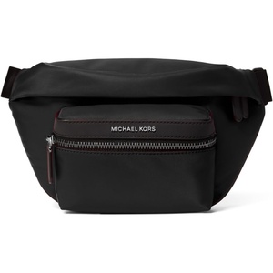 Michael Kors Men’s Brooklyn Travel Belt Bag, Silver-Tone Hardware/Signature Nylon, Black(Light Gunmetal Hardware/Black)