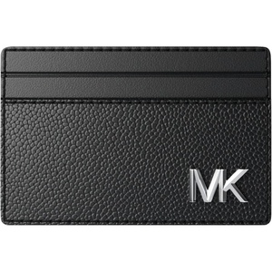 Michael Kors Men’s Card Case, Silver-Tone Hardware/Leather, Black