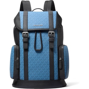 Michael Kors Men’s City Buckle Backpack, Gunmetal-Hardware/Signature/Imperial Blue(Gunmetal-hardware/Signature/Imperial Blue)
