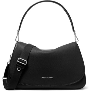 Michael Kors Men’s Holmes Extra-large Convertible Messenger(Silver-tone Hardware/Matte Pebble Leather/Black)