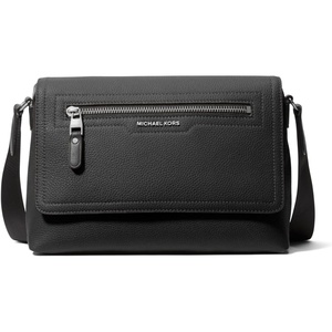 Michael Kors Men’s Hudson Small Flap Messenger(Silver Tone-hardware/Black)