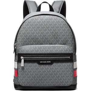 Michael Kors Men’s Malone Backpack, Blue Multi, One Size(Silver-tone Hardware/Crimson Signature Stripe)