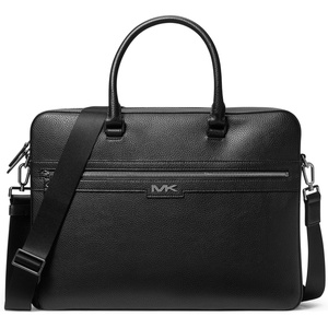 Michael Kors Men’s Malone Briefcase, Silver-Tone Hardware/Black