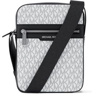 Michael Kors Men’s Malone Flight Bag(Silver-tone Hardware/Bright White Signature)