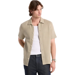 Michael Kors Men’s Stripe Short Sleeve Knit Shirt(Dusty Sage)