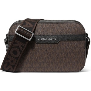 Michael Kors Unisex Hudson Double Zip Camera Bag(Light Gunmetal Hardware/Brown/Black Signature)