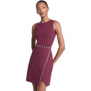 Michael Kors Women’s Astor Stud Sleeveless Mini Dress(Oxblood)