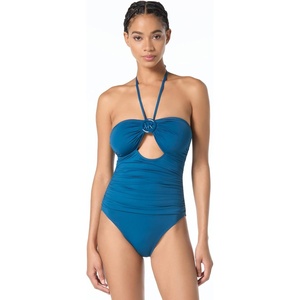 Michael Kors Women’s Bubble Logo Bandeau One Piece(River Blue)