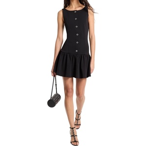 Michael Kors Women’s Button Front Drop Waist Mini(Black)