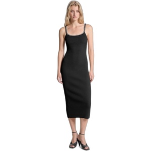 Michael Kors Women’s Chain Trim Ribbed Dress(Black)