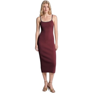 Michael Kors Women’s Chain Trim Ribbed Dress(Oxblood)