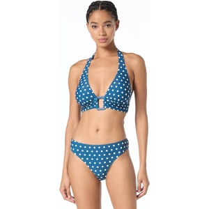 Michael Kors Women’s Classic Dot Halter Bra Top(River Blue)