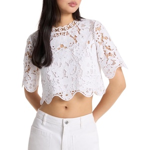 Michael Kors Women’s Corded Lace Short Sleeve Shirt(White)