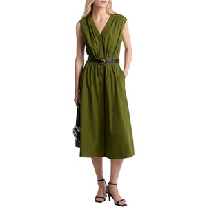 Michael Kors Women’s Cotton Poplin Midi Dress(Evergreen)