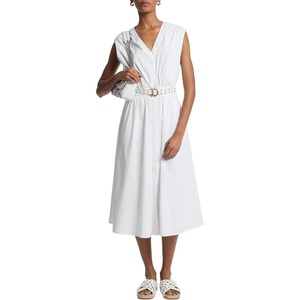 Michael Kors Women’s Cotton Poplin Midi Dress(White)