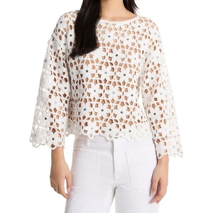 Michael Kors Women’s Crochet Long Sleeve Top(White)