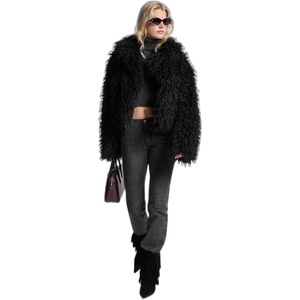 Michael Kors Women’s Crop Faux Fur Peacoat(Black)