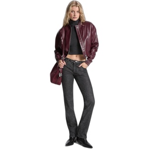 Michael Kors Women’s Crop Faux Leather Jacket(Oxblood)