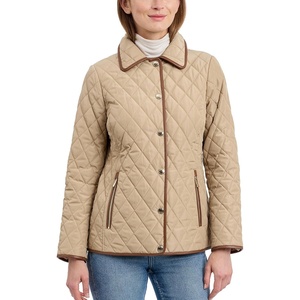 Michael Kors Womens Diamond Quilted Jacket for Women, Stylish Lightweight Jacket with Trim Detail(Khaki)