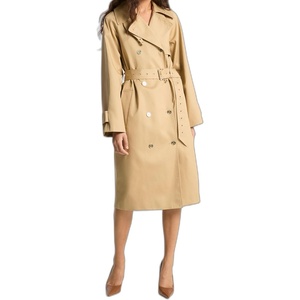 Michael Kors Women’s Double Breasted Oversize Belted Trench Coat(Khaki)