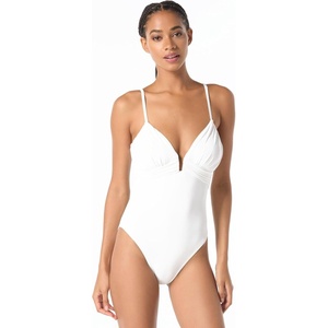 Michael Kors Women’s Draped Plunge One Piece(White)