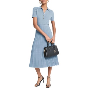 Michael Kors Women’s Fit and Flare Midi Polo Dress(Chambray)