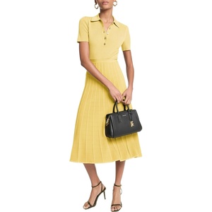 Michael Kors Women’s Fit and Flare Midi Polo Dress(Lemon)