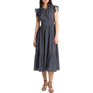 Michael Kors Women’s Fold-Over Midi Dress(Midnight Blue)