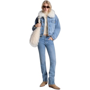 Michael Kors Women’s Fur Collar Denim Jacket(Blue Sky Wash)