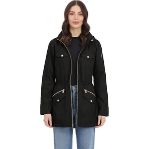 Michael Kors Women’s Hooded Anorak Raincoat and Windbreaker(Black)
