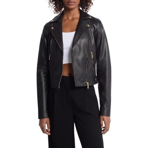 Michael Kors Women’s Leather Moto Jacket(Black)