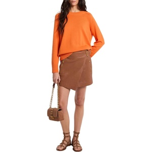 Michael Kors Women’s Leather Wrap Mini Skirt(Luggage)