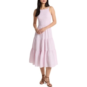 Michael Kors Women’s Linen Smocked Midi Dress(Light Bouquet)