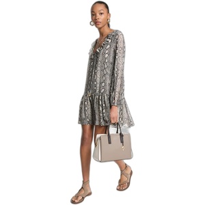 Michael Kors Women’s Long Sleeve Ruffle Mini Dress(Soft Ecru)