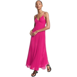 Michael Kors Women’s Maxi Pleated Slip Dress(Wildberry)