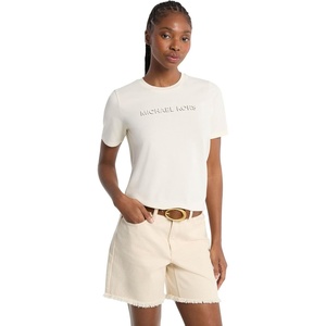 Michael Kors Women’s Mk Shadow Embossed Logo Tee(Bone)