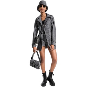 Michael Kors Women’s Mk2000 Jacquard Short Trench(Nickel)