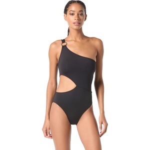 Michael Kors Women’s One Shoulder Cut Out One Piece(Black)