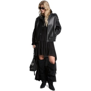 Michael Kors Women’s Oversized Leather Jacket(Black)