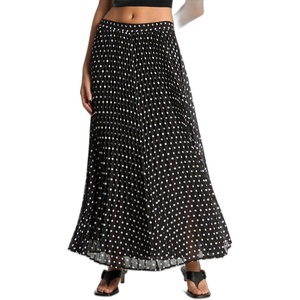 Michael Kors Women’s Pleated Maxi Skirt(Black/White)