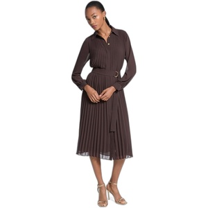 Michael Kors Women’s Pleated Shirt Dress(Chocolate)