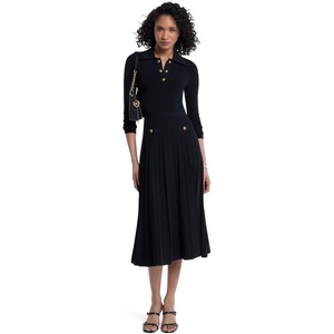 Michael Kors Women’s Polo Flare Midi Dress(Black)